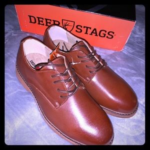 Deer Stags Boys Brown Tie-Up Dress Shoes